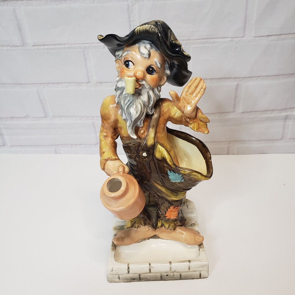 Vintage Mid-Century Kitschy Hillbilly Figurine Dresser Caddy 10" Made in Japan